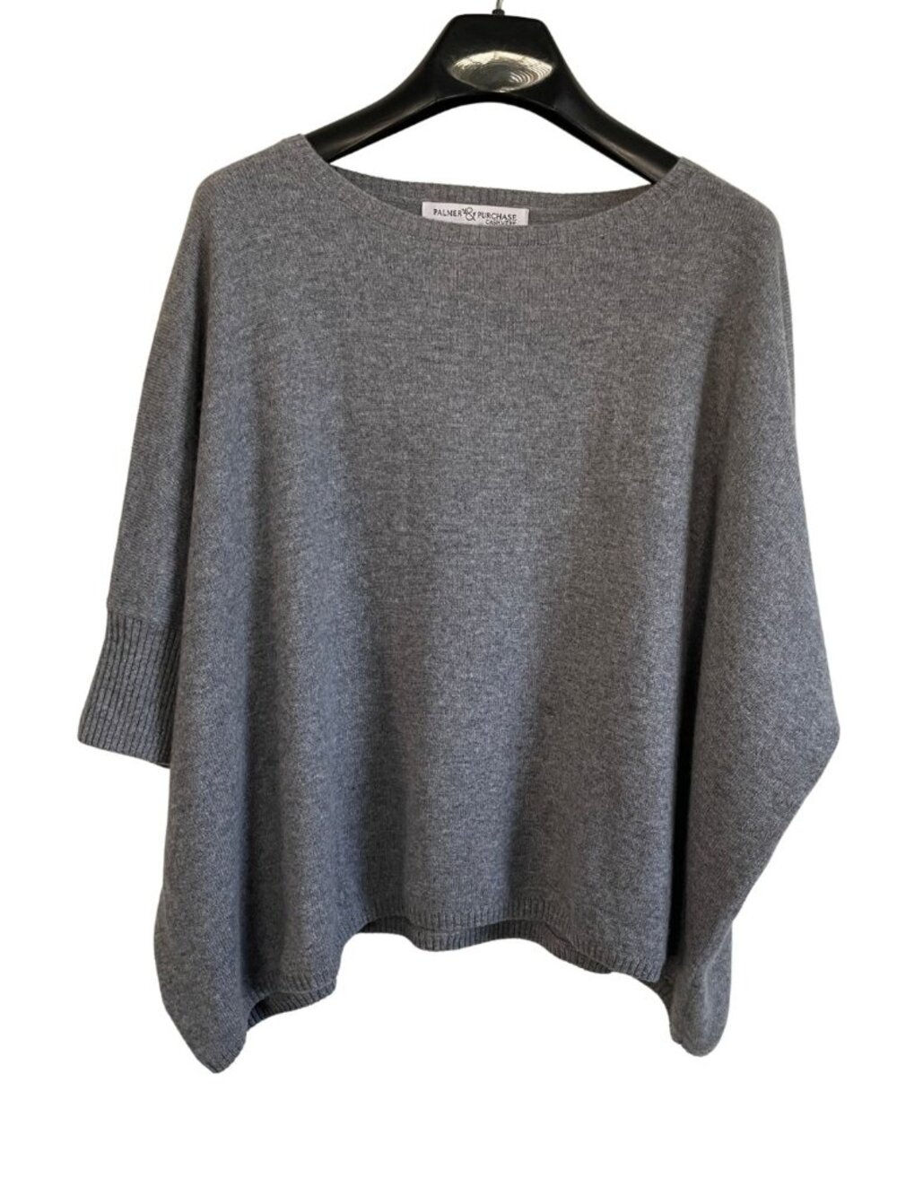 Palmer & Purchase 100% Cashmere Grey Nadine Boxy Batwing Sweater Tee Women's OS
